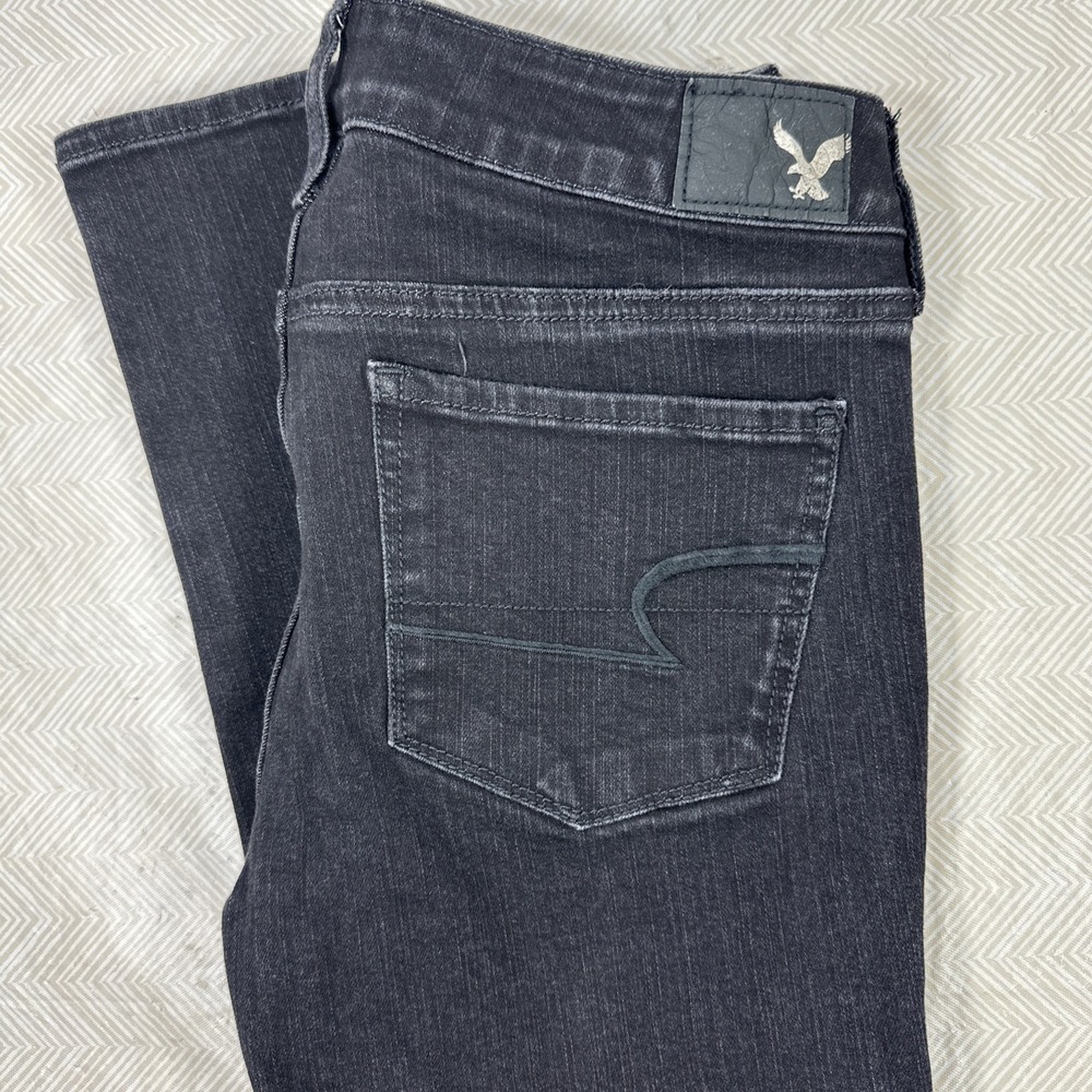 American Eagle Jeans Women's 4 Short 360 Super Stretch Skinny Black Denim 26x27